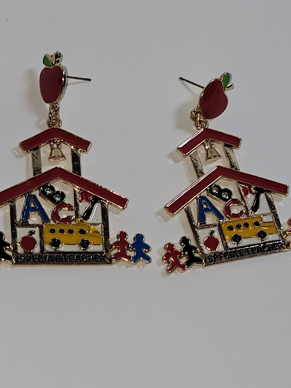Schoolhouse Special Teacher Apple Drop Earrings - Red & Multicolor